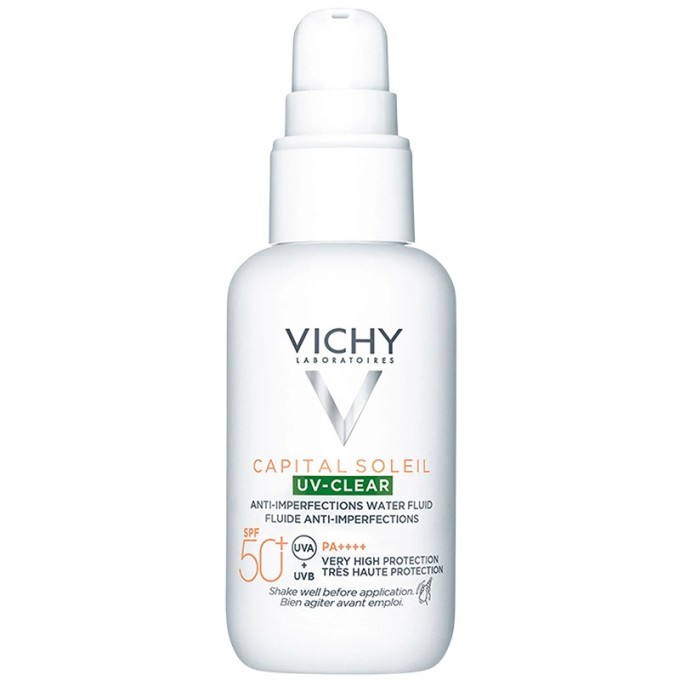 Vichy SPF 50+ Capital Soleil UV-Clear Anti-Imperfections Water Fluid - fluidas nuo odos netobulumų