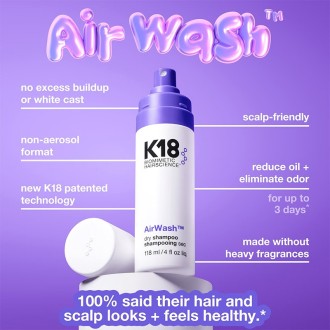 K18 AirWash Dry Shampoo - sausas šampūnas, 118 ml 2