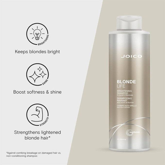 Joico Blonde Life Brightening Shampoo - šampūnas šviesiems plaukams, 1000 ml