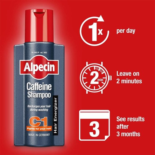 Alpecin C1 Energizer Coffein Shampoo - šampūnas su kofeinu vyrams, 375 ml