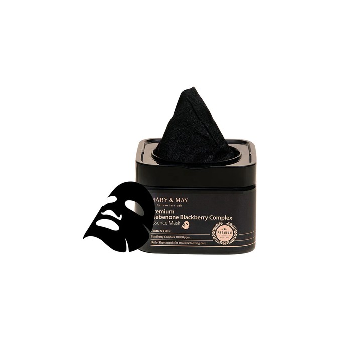 MARY & MAY Premium Idebenone Blackberry Complex Essence Mask ( 20 ks ) - Víceúčelová pleťová maska