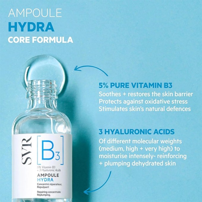 SVR Laboratoire Ampoule [B3] Hydra Repairing Concentrate - koncentruota atnaujinanti priežiūra su