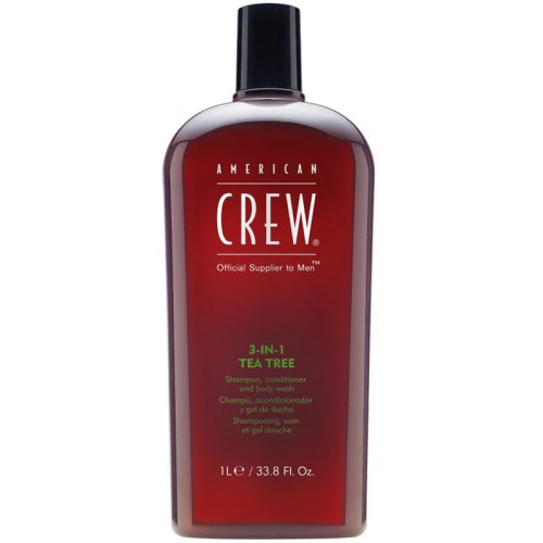 American Crew Shampoo, Conditioner & Body Wash - Shampoo with tea tree 3in1 1000 ml