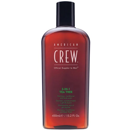 American Crew Shampoo, Conditioner & Body Wash - Shampoo with tea tree 3in1 450 ml