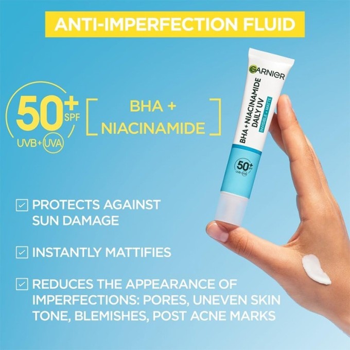 GARNIER Pure Active BHA + Niacinamide Daily UV Anti-Imperfection Fluid SPF50+ 40 ml