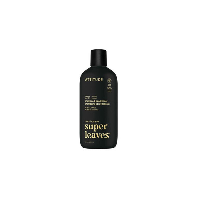 Attitude Super Leaves Amber & Citrus Shampoo & Conditioner - Pánský šampon a kondicionér pro objem 2v1 415ml