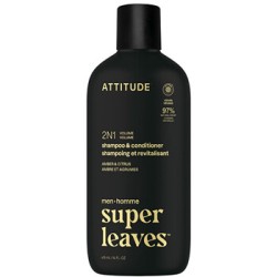 Attitude Super Leaves Amber & Citrus Shampoo & Conditioner - Pánský šampon a kondicionér pro objem 2v1 415ml