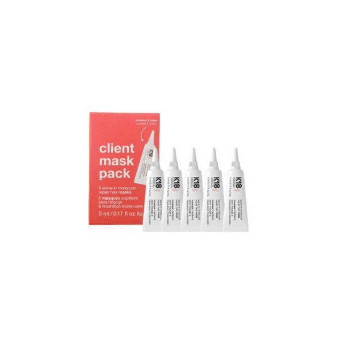 K18 Client Mask Pack ( 5 x 5 ml ) - nenuplaunama kaukė plaukams sustiprinti, 25 ml