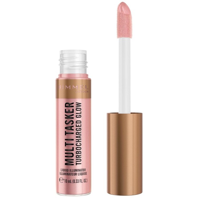 Rimmel Multi-Tasker Turbocharged Glow Liquid Illuminator - skysti skaistalai, 10 ml - 005 Iconic as