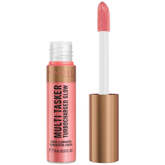 Rimmel Multi-Tasker Turbocharged Glow Liquid Illuminator - skysti skaistalai, 10 ml - 002 Rosy Rebel