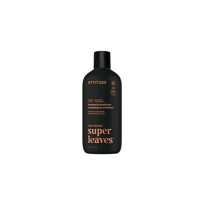 Attitude Super Leaves Patchouli & Bourbon Shampoo & Conditioner - Pánský vyživující šampon a kondicionér 2v1 415ml
