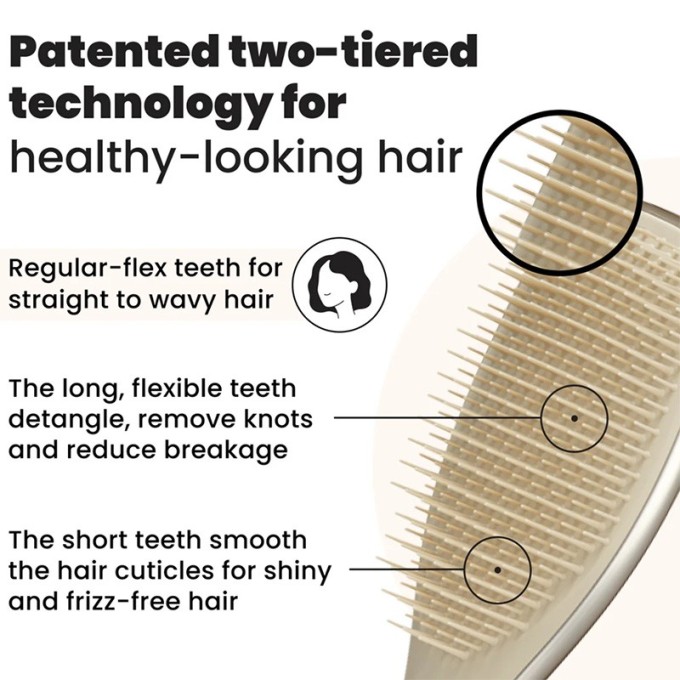 Tangle Teezer Ultimate Detangler Straight & Curly - plaukų šepetys Chrome Neo Gold