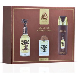 Lattafa Perfumes Eternal Oud Gift Set EDP 100 ml, deospray 200 ml a EDP 20 ml