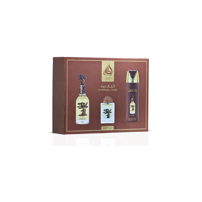Lattafa Perfumes Eternal Oud Gift Set EDP 100 ml, deospray 200 ml a EDP 20 ml