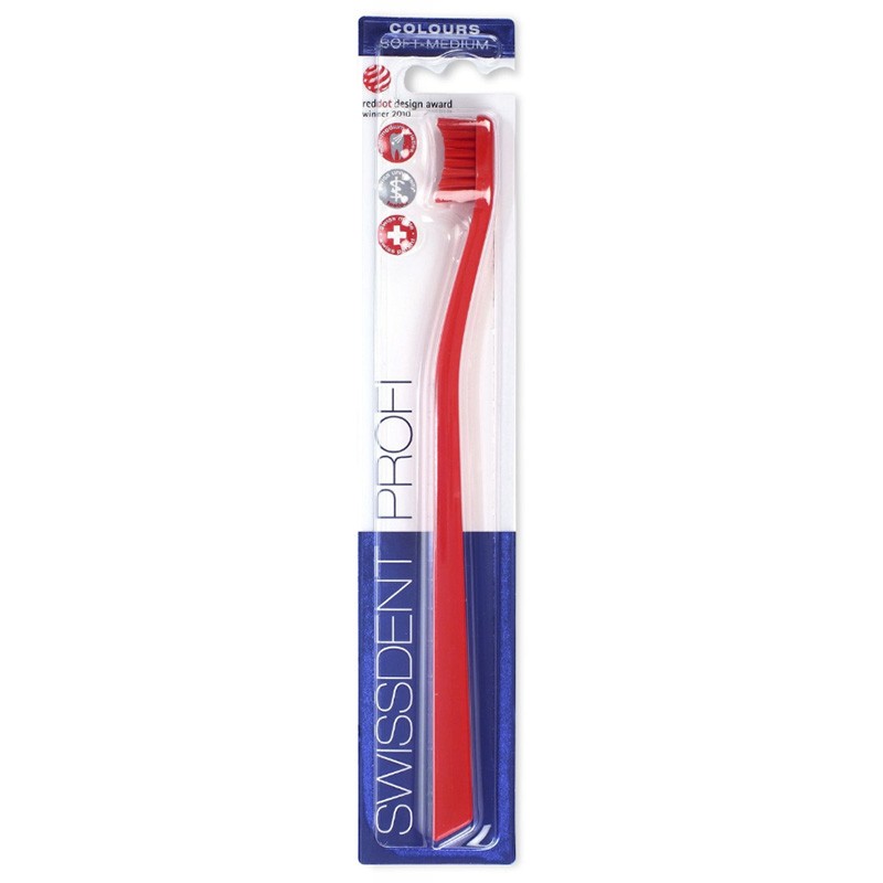 Swissdent Profi Colours Soft-Medium - Toothbrush Red & Red