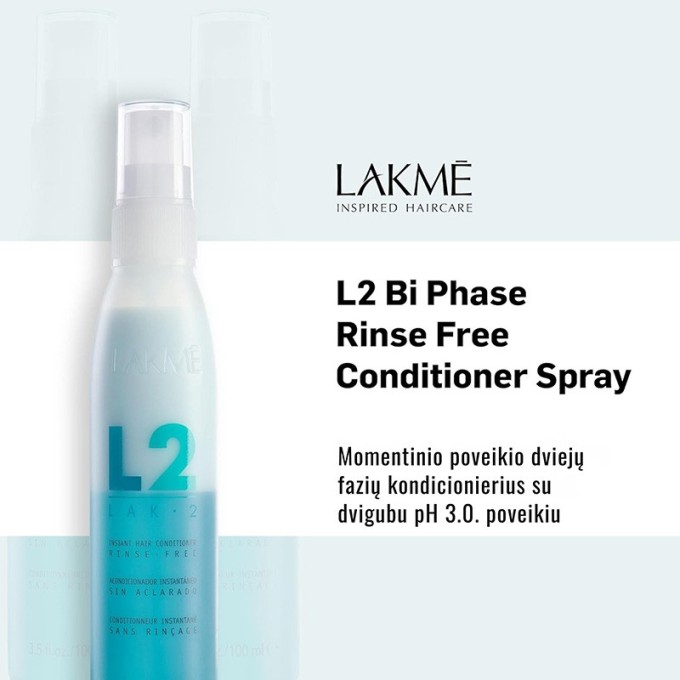 Lakmé Lak-2 Instant Hair Conditioner - dvifazis, nenuplaunamas purškiklis, 100 ml