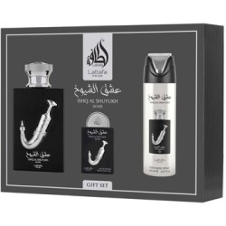 Lattafa Perfumes Ishq Al Shuyukh Silver Gift Set - rinkinys - EDP 100 ml, dezodorantas 200 ml ir
