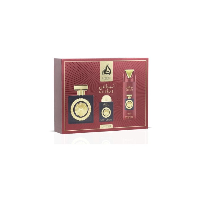 Lattafa Perfumes Nebras Gift Set - rinkinys - EDP 100 ml, dezodorantas 200 ml ir EDP 20 ml