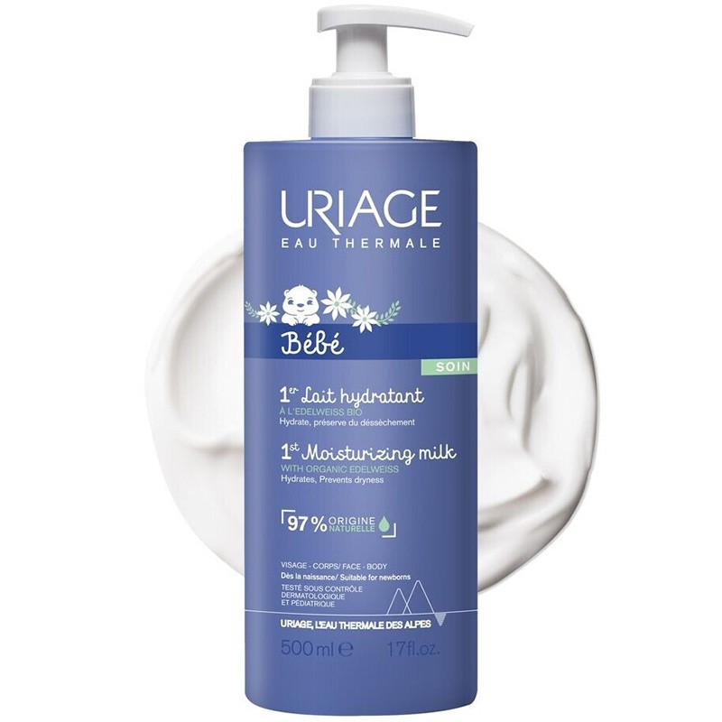 Uriage Bébé 1st Moisturizing Milk - Moisturizing body and face lotion for babies from birth 500 ml