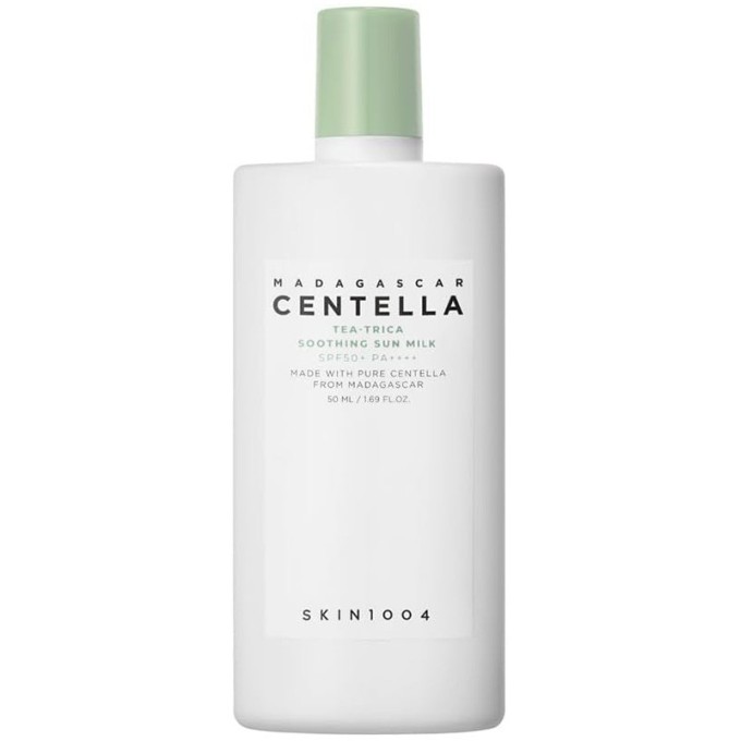 SKIN1004 Madagascar Centella Tea-Trica Soothing Sun Milk SPF 50 - raminantis losjonas nuo saulės