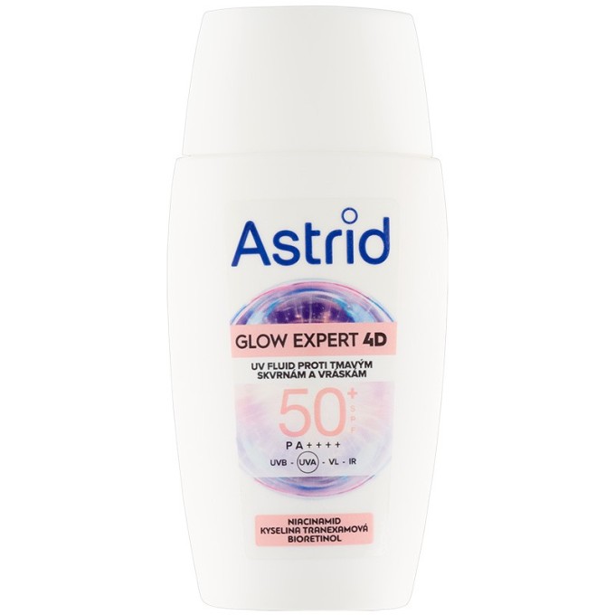 Astrid Glow Expert 4D SPF 50 - Odos skystis nuo tamsių dėmių ir raukšlių su SPF 50, 50 ml