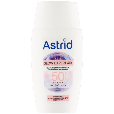 Astrid Glow Expert 4D SPF 50 - Odos skystis nuo tamsių dėmių ir raukšlių su SPF 50, 50 ml