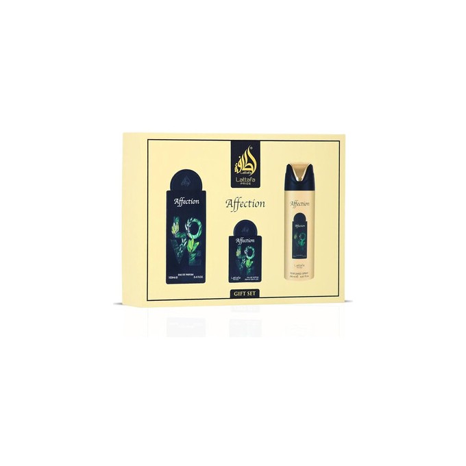 Lattafa Perfumes Affection Gift Set - rinkinys - EDP 100 ml, dezodorantas 200 ml ir EDP 20 ml
