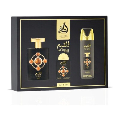 Lattafa Perfumes Al Qiam Gold Gift Set - rinkinys - EDP 100, dezodorantas 200 ml ir EDP 20 ml