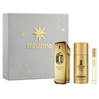 Paco Rabanne Million Gold Gift Set - rinkinys - EDP 100 ml, dezodorantas 150 ml ir mini EDP 10 ml