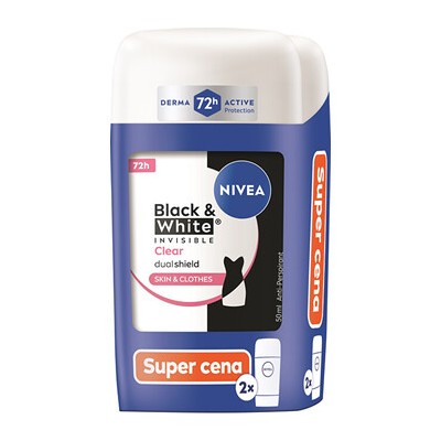 Nivea B&W Invisible Clear Duo - Sada tuhých antiperspirantů 50ml