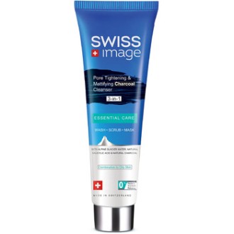 Swiss Image Essential Care Pore Tightening & Mattifying Charcoal Cleanser 3 in 1 - Multifunkční čisticí gel s aktivním uhlím 100