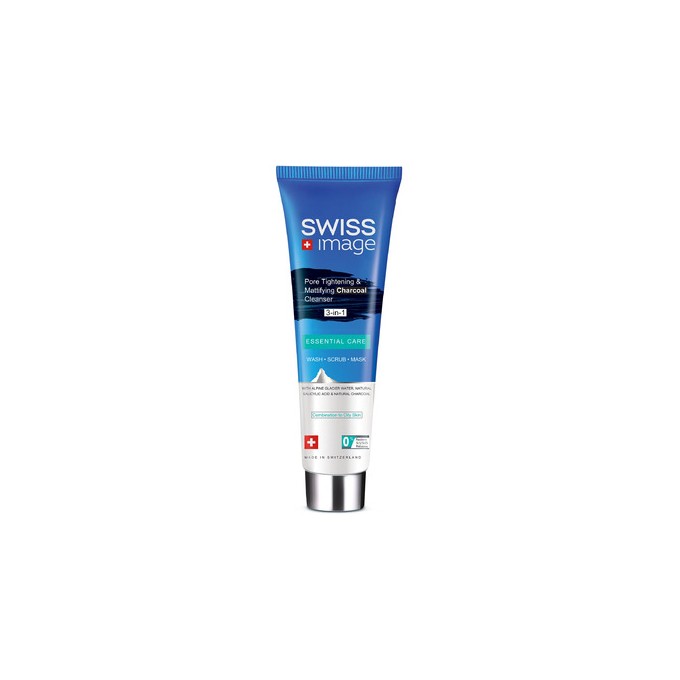 Swiss Image Essential Care Pore Tightening & Mattifying Charcoal Cleanser 3 in 1 - Multifunkční čisticí gel s aktivním uhlím 100