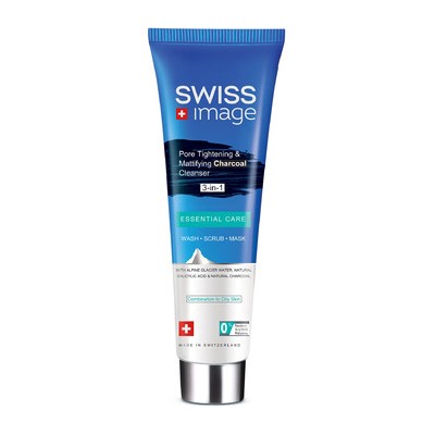 Swiss Image Essential Care Pore Tightening & Mattifying Charcoal Cleanser 3 in 1 - Multifunkční čisticí gel s aktivním uhlím 100