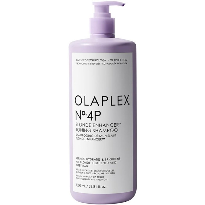 Olaplex Blonde Enhancer No.4P Shampoo - violetinis šampūnas šviesintiems ir žilams plaukams, 1000 ml