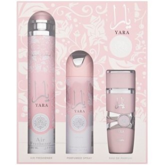 Lattafa Perfumes Yara Gift Set - rinkinys - EDP 100 ml, dezodorantas 200 ml ir namų kvapas 300 ml