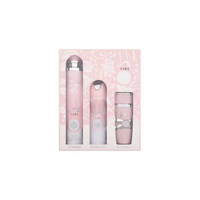 Lattafa Perfumes Yara Gift Set - rinkinys - EDP 100 ml, dezodorantas 200 ml ir namų kvapas 300 ml