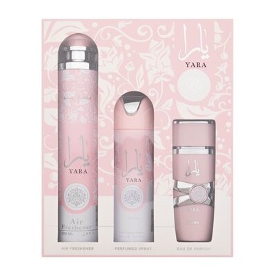 Lattafa Perfumes Yara Gift Set - rinkinys - EDP 100 ml, dezodorantas 200 ml ir namų kvapas 300 ml