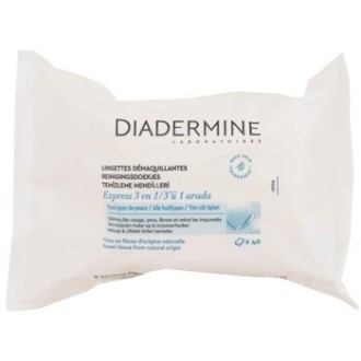 Diadermine Express Fresh 3-In-1 Cleansing Wipes - valomosios servetėlės veidui, akims ir lūpoms, 40