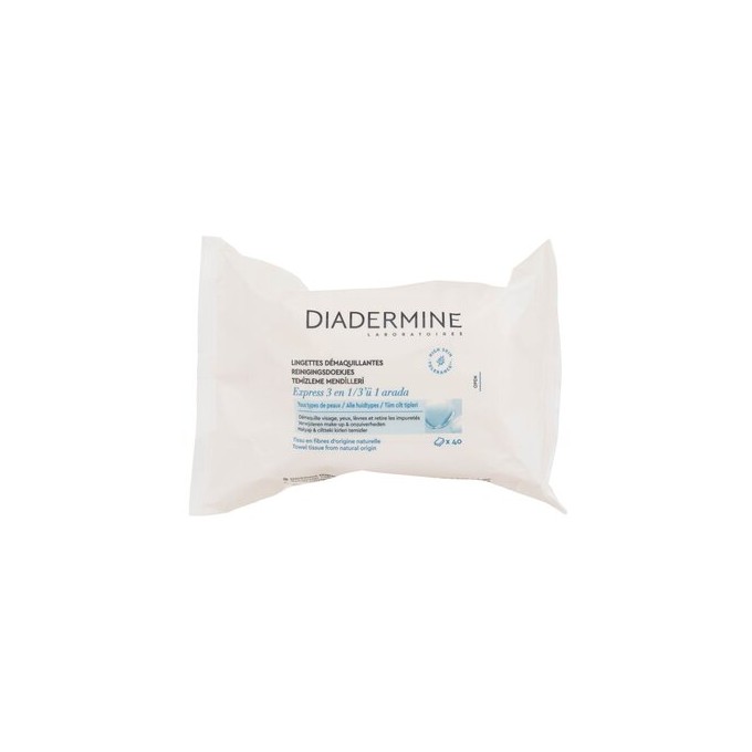 Diadermine Express Fresh 3-In-1 Cleansing Wipes - valomosios servetėlės veidui, akims ir lūpoms, 40