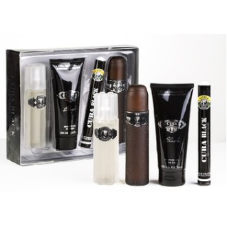 Cuba Black Dárková sada EDT 100 ml, EDT 35 ml, After Shave ( voda po holení ) 100 ml a sprchový gel 200 ml 100ml