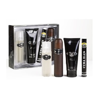 Cuba Black Dárková sada EDT 100 ml, EDT 35 ml, After Shave ( voda po holení ) 100 ml a sprchový gel 200 ml 100ml