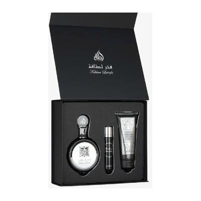 Lattafa Perfumes Pride Fakhar Black Dárková sada EDP 100 ml, miniaturka EDP 12 ml a sprchový gel 100 ml 100ml