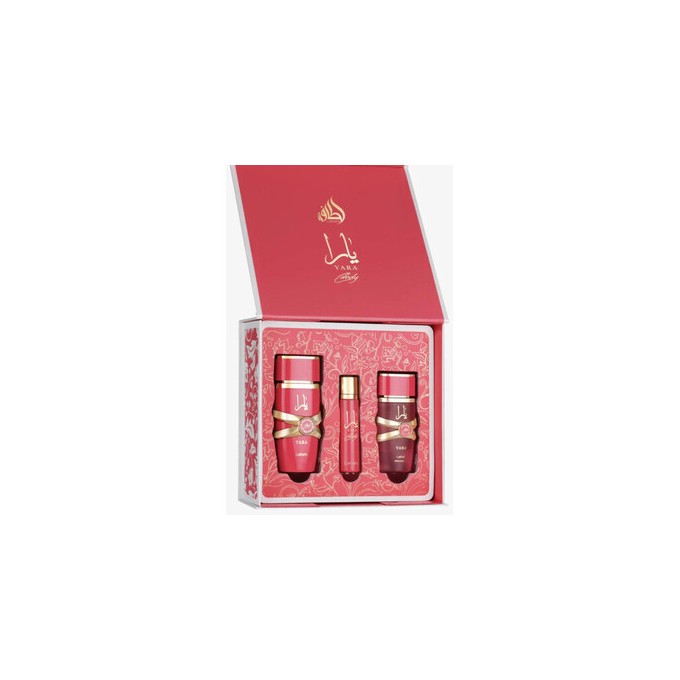 Lattafa Perfumes Yara Candy Dárková sada EDP 100 ml, miniaturka EDP 12 ml a vlasový sprej 50 ml 100ml