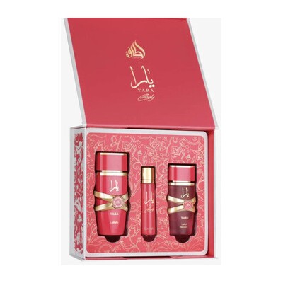 Lattafa Perfumes Yara Candy Dárková sada EDP 100 ml, miniaturka EDP 12 ml a vlasový sprej 50 ml 100ml