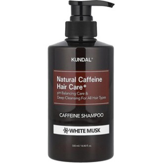 KUNDAL Natural Caffeine Hair Care+ White Musk Caffeine Shampoo - Šampon proti vypadávání vlasů s kofeinem 500ml