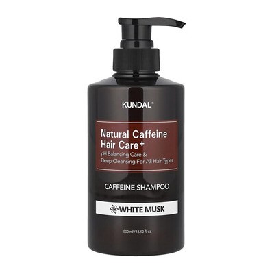 KUNDAL Natural Caffeine Hair Care+ White Musk Caffeine Shampoo - Šampon proti vypadávání vlasů s kofeinem 500ml