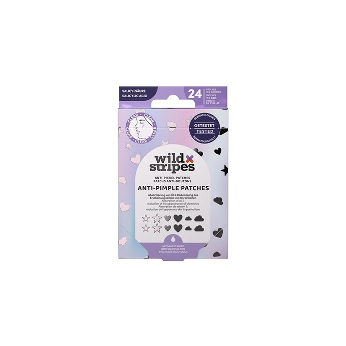 Wild Stripes Holo Clear Anti-Pimple Patches - Hydrokoloidní náplasti na akné s kyselinou salicylovou 24.0ks
