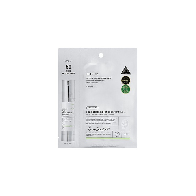 VT Cosmetics Cica Mild Reedle Shot 50 Sheet 2step Mask - Pleťová maska 1.5g