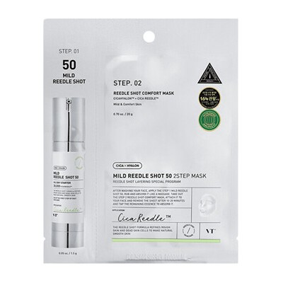 VT Cosmetics Cica Mild Reedle Shot 50 Sheet 2step Mask - Pleťová maska 1.5g