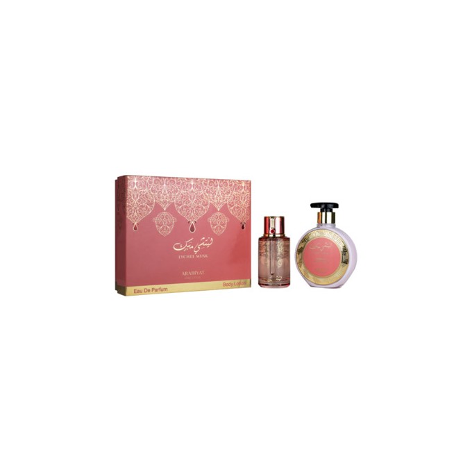 Arabiyat Prestige Lychee Musk Dárková sada EDP 100 ml a tělové mléko 300 ml 100ml